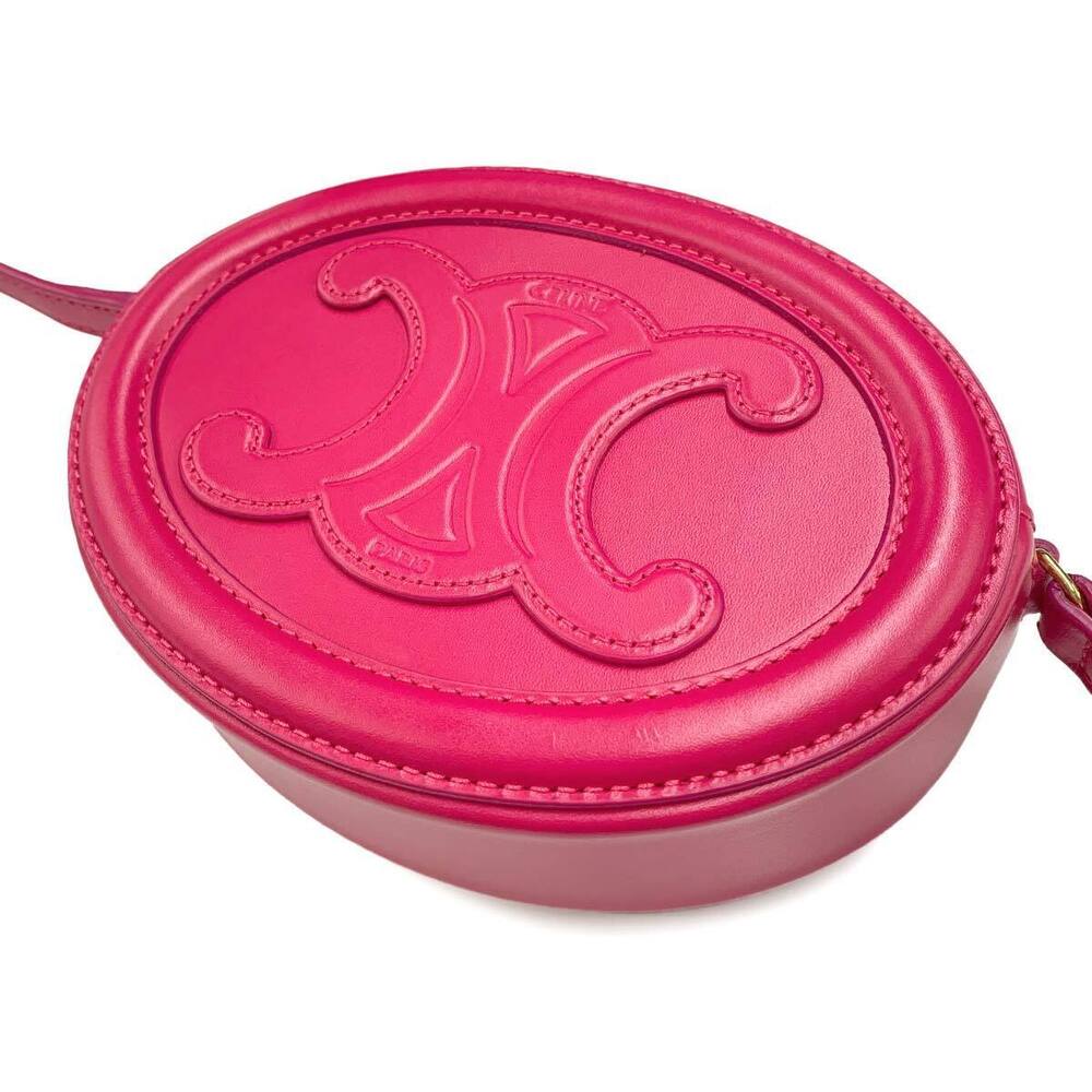 Celine Oval Cuir Triomphe Shoulder Bag Pink Leather - Picture 9 of 9